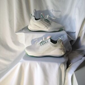 Women's White and Green Athletic Shoes
